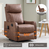 MOOLSUN Faux Leather Recliner Sofa Set with 360-Degree Swivel Chair, Living Room Furniture Set with Reclining Seats, Ideal for Home, Office, or Theater Seating（K-Beige Faux Leather,Chair）
