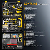 DOWELL 299-Piece Professional Hand Tool Set, Ultimate Drawer Toolbox with Sockets, Pliers, Hex Keys, Screwdrivers for Home, Auto Repair, Workshop & Emergency DIY