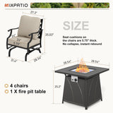 MIXPATIO 5-Piece Metal Patio Conversation Set, 28-Inch Fire Pit Table