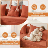 79" Modular Sectional Sofa, Boneless Convertible Sleeper Sofa Bed, Modern Tri-Folding Cloud Couch with L-Shape Chaise, Corduroy Futon for Living Room Small Spaces Apartment, No Assembly,Orange
