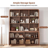 71" Tall Bookshelf, Large Bookcase with Storage Cabinets, Walnut