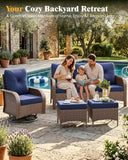 5 Pieces Outdoor Patio Furniture Set, Wicker Swivel Rocker Chairs Sets
