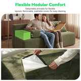 MONVANE 156" U-Shaped Modular Sectional Sofa, Green