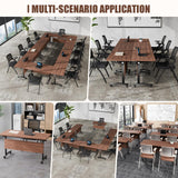 Modular Foldable Conference Table Stackable Flip Top Training Meeting Table with Wheels
