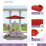 Midtown Umbrellas Push & Pop 10 Ft Patio Umbrellas with Push & Pop Mechanism, 8 Fiberglass Ribs & Sunbrella Fabric – Outdoor Umbrella for Deck, Pool, Cafés and Hotels – Red Canopy, Silver Pole