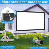 JWSIT 150 inch Projector Screen with Stand, Upgraded 3 Layers PVC 16:9 Outdoor Projector Screen, Outdoor Movie Screen with Carrying Bag for Home Theater Backyard