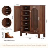 Tribesigns Shoe Cabinet with Doors, 5-Tier Shoe Storage Cabinet with Adjustable Shelves, 20 Pairs Wooden Shoe Rack Organizer, Tall Narrow Shoe Cabinet for Entryway, Hallway, Living Room, Walnut