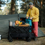 400L Large Capacity Double Decker Folding Wagon, Foldable 450lbs Heavy Duty Beach Cart with All-Terrain Big Wheels