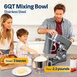 VIVOHOME Stand Mixer with Fermentation, One-Touch Presets Electric Dough Mixer with 6 Qt Bowl, Kitchen Standing Mixer for Baking, Gray