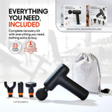 Sharper Image PowerBoost Core Mini Massage Gun [2026 Version] Deep Tissue Percussion Massager with 6 Speeds for Back & Full Body Muscle Pain Relief, Portable with 4 Attachments & Carry Pouch