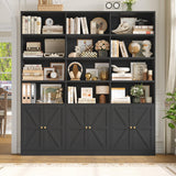 FACBOTALL 75" Tall Bookshelf, Black Bookshelf and Bookcase with 6 Doors