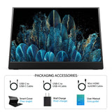 MNN 15.6" FHD 60Hz Portable Monitor USB-C HDMI IPS HDR Gaming (Ink Black)