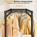 ULIFHOME P4 Plus Rolling Clothes Rack Heavy Duty, Clothing Racks for Hanging Clothes, Free Standing Garment Racks with Wheels, Portable Closet Rack 45''W × 20.5''D × 80.5''H, Max Load 570 Lbs, Black