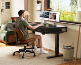 OffiGo 55 Inch L Shaped Standing Desk with 4 Wooden Drawers, Black