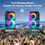 Karaoke Machine for Adults Kids, Portable Bluetooth Speaker with 2 Wireless Microphones, TWS Mode & LED Light, 10H Battery PA System, Home Party Outdoor Camping Birthday Gifts (Black)