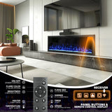 Kucreiheat 50 Inch Electric Fireplace Aluminum Frame-Ultra Silm Fireplace Recessed/Wall Mount