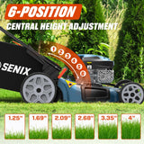 SENIX Gas Lawn Mower, 22" Self Propelled Gas Powered Lawnmower with 170cc OHV 4-Cycle Engine, 3-in-1 Walk-Behind Push Lawn Mower, 6-Position Height Adjustment