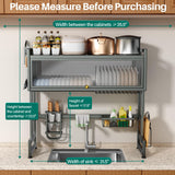Over The Sink Dish Drying Rack with Cover, Over The Sink Dish Drainer Drying Rack 3 Tier Dish Rack, Keep Kitchen Sink Shlef Organized Space-Saving for Dishes and Cutlery (Matte Gray, 37.4" Length)