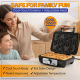Puzzle Waffle Maker by StarBlue – Fun Playful Puzzle-Shaped Waffles | Includes Squeeze Bottle for Easy Filling | Non-Stick & Cool-Touch Design | Great