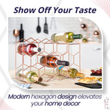 Gusto Nostro Countertop Wine Rack - 14 Bottle Freestanding Modern Metal Wine Rack - 3 Tier Tabletop Wine Holder Stand for Cabinet (Small, Rose Gold)