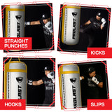 PROLAST 4 Ft 135 Lb XL Heavy Punching Boxing Bag for Adults, MMA, Martial Arts, Muay Thai, Kicking, Strength Training Equipment, Unfilled, New Edition Logo, White and Yellow