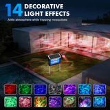 Solar Bug Zapper Outdoor, Jinyeda 2 in 1 Water Wave Projector & Mosquito Zapper, 4500V Powerful Electric Mosquito Killer, 4000mAh Battery, Cordless Fly Insect Zapper Waterproof for Patio Garden