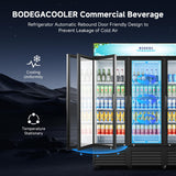 Commercial Merchandiser Refrigerator,3 Glass Door Commercial Beverage Refrigerator, Beverage Display Cooler with Soft LED Light, 53 Cu. Ft,Black