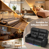 Power Reclining Loveseat with Massage & Heat,Wall Hugger Loveseat Recliner with LED Lights