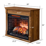 SOFTSEA Electric Fireplace Heater Mantel, with Remote Control and Removable Caster Wheel, 28" TV Media Entertainment Center with Electric Fireplace, 4 Adjustable Brightness, 1500W Heater, Dark Oak