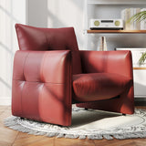 NessCarsti Faux Leather Lazy Chic Single Sofa Chair for Versatile Style,Red