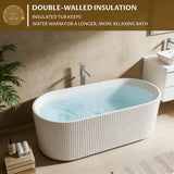 59"Acrylic Freestanding Soaking Bathtub, Deep Ergonomic Design with Lumbar Support, Integrated Overflow Drain, Non-Slip Base,cUPC Certified Modern Bathroom Tub, Easy Installation for Bathroom