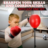 Adjustable Youth Punching Bag with Stand for Teens Ages 8–15 – 58" Reflex Boxing Training Set with Gloves & Pump, Standing Boxing Equipment