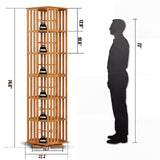Rotating Bookshelf Tower, 6-Tier 360° Bamboo Spinning Bookcase – Narrow Revolving Book Shelf