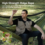 Travel Bird Camping Hammock with Mosquito Net and Ridge Rope, Extra Large for 2 Person, Lightweight Hanging Hammocks Tree Straps, All-in-one Fast Open Hammock for Outside, Hiking, and Travel