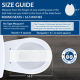 Mayfair Collins Slow Close Toilet Seat, Durable Plastic Seat with Extra Stability Bumpers and Secure Hinges, Made in USA, Round, White
