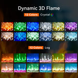 EUHOMY 60 Inch Electric Fireplace Wall Recessed and Wall Mounted with Adjustable Flame Color, Fireplace Heater with Remote Control, Linear Fireplace with Timer, Touch Screen, Log & Crystal, 750/1500W