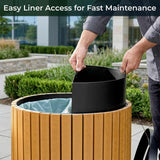 22 Gallon Round Outdoor Trash and Recycling Bin - Stainless Steel and Wood Composite