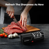Electric Knife Sharpener, Precise 20° Diamond Knife Sharpener for Kitchen Knives, Quick Repairing in 40 Seconds, with Metal Dust Collection Box & Special Port for Scissors, Black