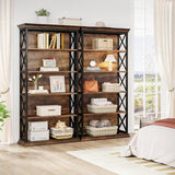 Tribesigns 6-Tier Bookcase Set of 2, 71 Inches Industrial Bookshelves and Bookcases, Floor Standing 5 Shelf Display Storage Shelves Tall Bookcase for Home Office, Living Room, Bed Room