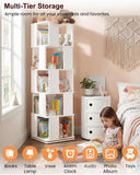 5-Tier Rotating Bookshelf Tower, 360° Spinning Modern Book Storage Bookcase