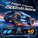 DEERC 1815 1/18 All Terrain Fast Drift & Racing RC Car, 40KM/H Remote Control Truck with Futuristic Body Shell, Extra Drift Wheels, 2.4GHz Waterproof Off-Road Vehicle with 2 Batteries for Kids & Adult