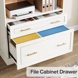 5-Shelf Bookcase with File Cabinet Drawer, 72" Tall Bookshelf