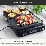 GreenPan 6-in-1 Multifunction Removable Plate Indoor Grill & Electric Griddle, Diamond Infused PFAS Free Ceramic Nonstick Reversible Plates, Opens Flat, Adjustable Temp, Panini Press, Black