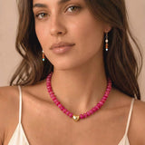 AGHTLZX Pink Beaded Necklaces for Women, Chunky Statement Necklaces
