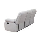 MOOLSUN Living Room Furniture Set Corduroy Recliner Compartments and Cup Holders Reclining for Home Theater/Office（A-Grey White Microfiber,Sofa(3 Seater)）