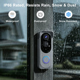 Doorbell Camera Wireless No subscription Required, 2K HD Battery Powered Smart Video Doorbell with Chime, Wide Angle, Motion Alerts&Two‑Way Talk, Night Vision, Compatible with Alexa ,2.4G WIFI Only