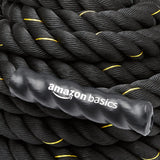 Amazon Basics Battle Rope for Home Gym, Strength Training, Cardio Fitness, Indoor & Outdoor Workout, Exercise Training Equipment, Muscle Toning, 2 Inch Diameter x 30 Feet Length, Black