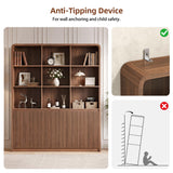 71" Tall Bookshelf, Large Bookcase with Storage Cabinets, Walnut