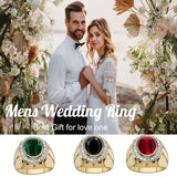 Oseew 3ct Created Emerald Ring for Men ovel Emerald Gemstone Engagement Ring Promise Ring for Him Men’s Fine for Him Husband Anniversary