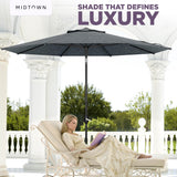 Midtown Umbrellas - The Lean 8 Ft Patio Umbrella with Fade-Resistant Sunbrella Fabric, Auto-Tilt Aluminum Frame and 8 Reinforced Ribs for Deck, Pool & Garden - Cast Slate Canopy, Black Pole
